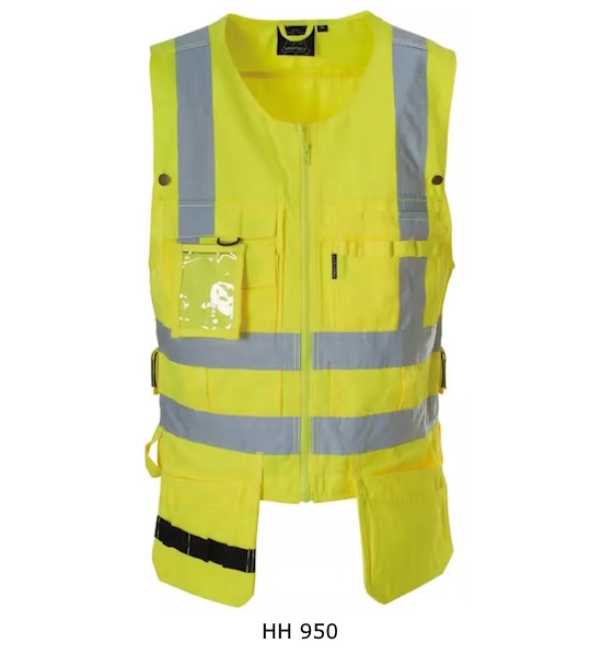 Keltainen riipputaskuliivi